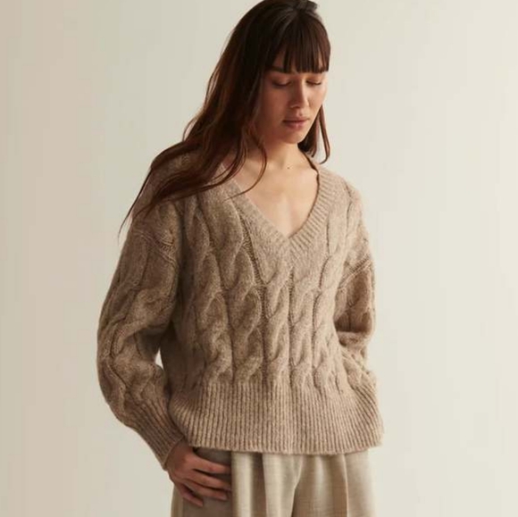 SKIN Abrielle $298 Alpaca Blend Sweater in Jute Small - Picture 1 of 8